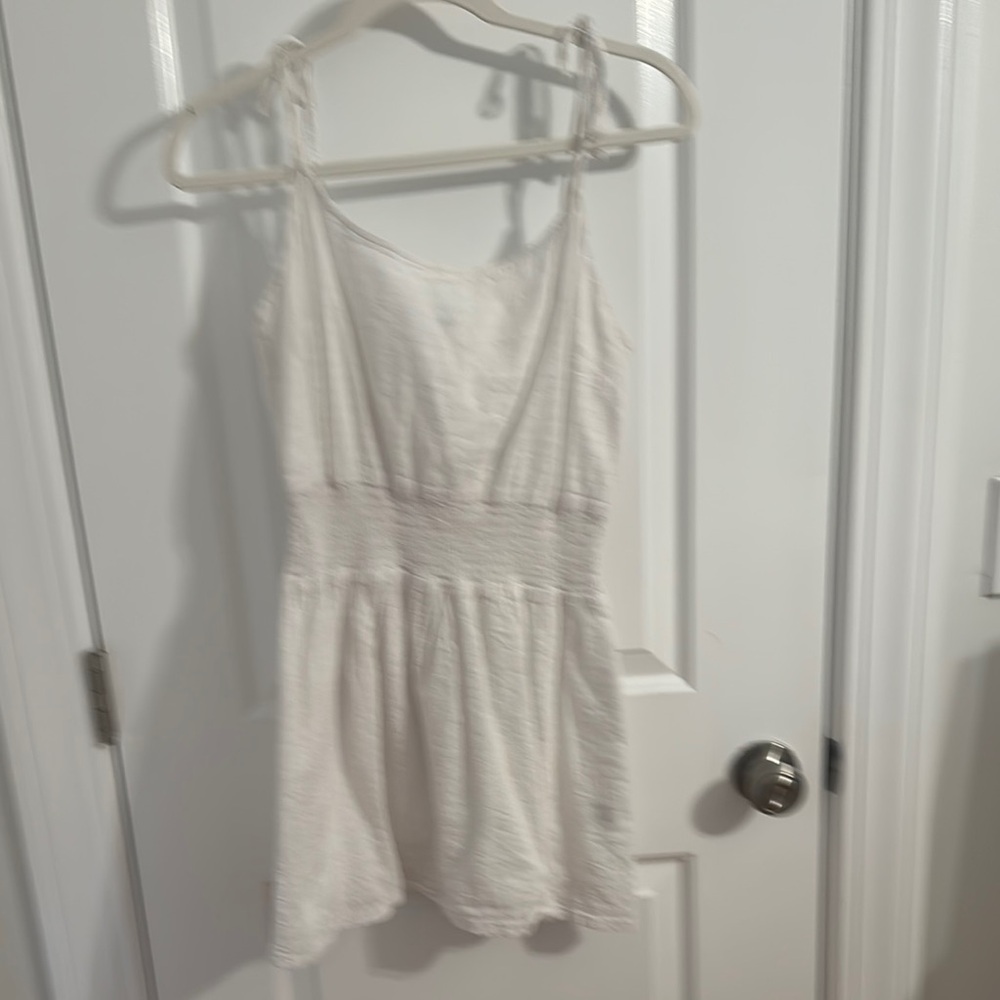 J. Crew White Smocked Swim Coverup